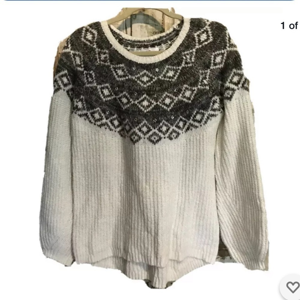 New Justice Girls Sweater Size 20 White Gray Bling